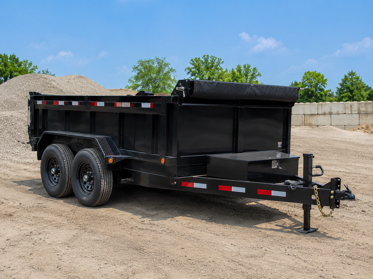 14K dump trailer at a worksite