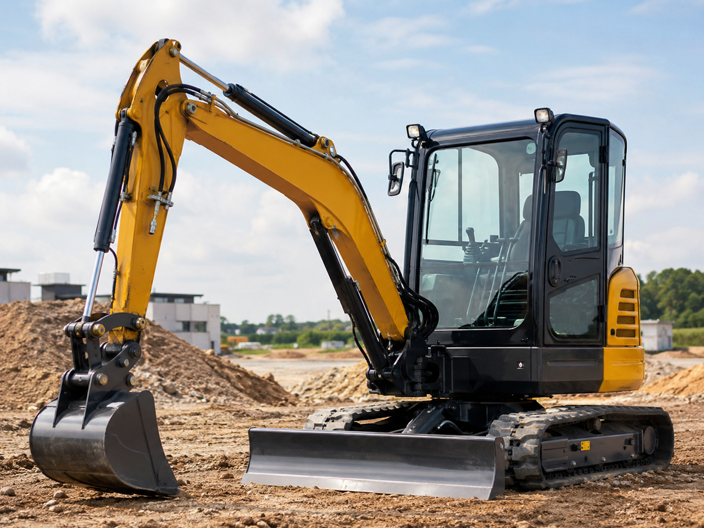 Mini excavator on a jobsite